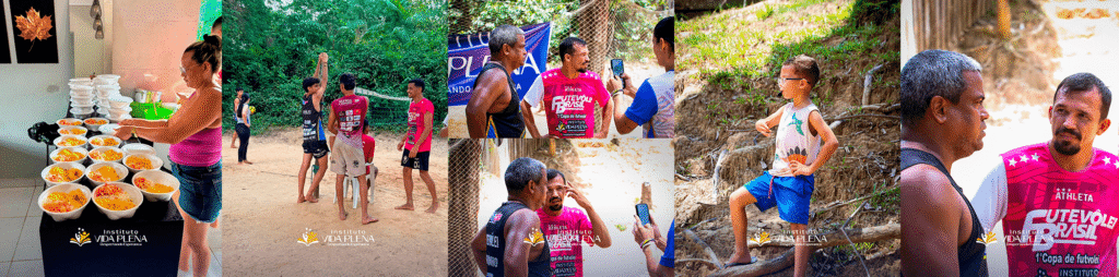 Atletas participando do Desafio Misto de Futvôlei Instituto Vida Plena, promovendo esporte e integração comunitária.