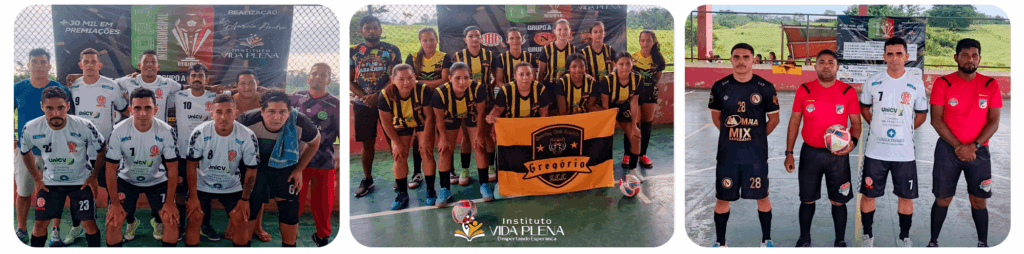 Abertura da Copa Intermunicipal de Futsal em Feijó com atletas e torcida no ginásio.